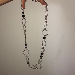 Silver and black long necklace